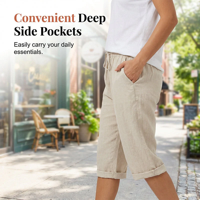 Linwood™ – Breathable Cotton-Linen Capris with Drawstring Waist & Deep Pockets + 50% OFF - Image 4