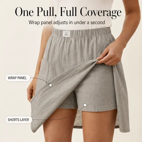Lirelle™ – Asymmetric Wrap-Front Elastic Waist Women's Casual Skort + 50% OFF - Image 10