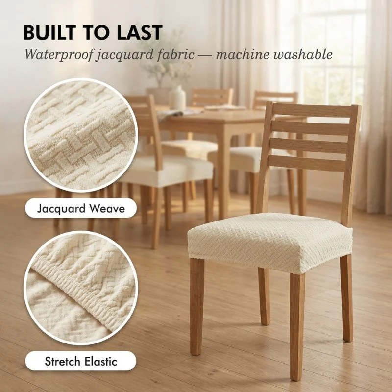 Loomfield™ – Waterproof Stretch Jacquard Dining Chair Seat Cover + 50% OFF - Image 4