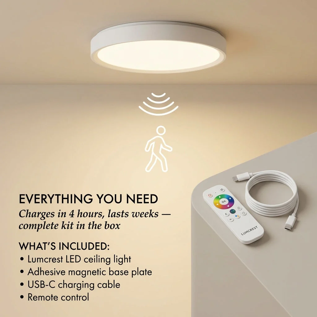 Lumcrest™ – Rechargeable Motion Sensor Ceiling Light with Remote, Magnetic Wireless, 3 Modes & Color Temps + 50% OFF - Image 6
