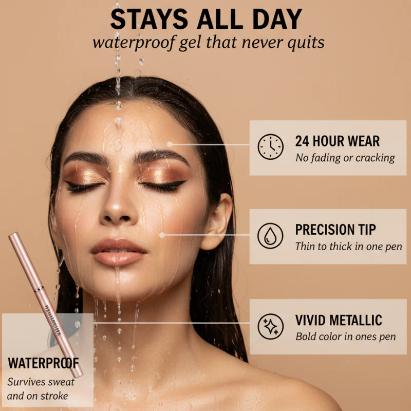 Lustre™ – 10-Shade Waterproof Metallic Gel Eyeliner Pen Set + 50% OFF - Image 3