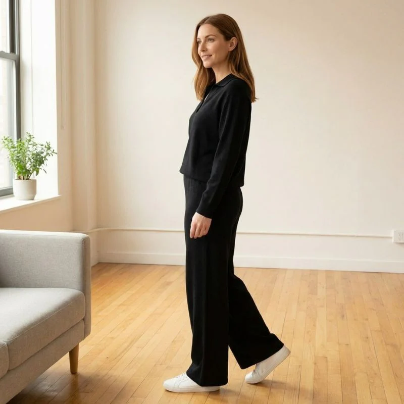 Luvene™ – Soft Knit V-Neck Lapel Top & Wide-Leg Pants Lounge Set + 50% OFF - Image 2