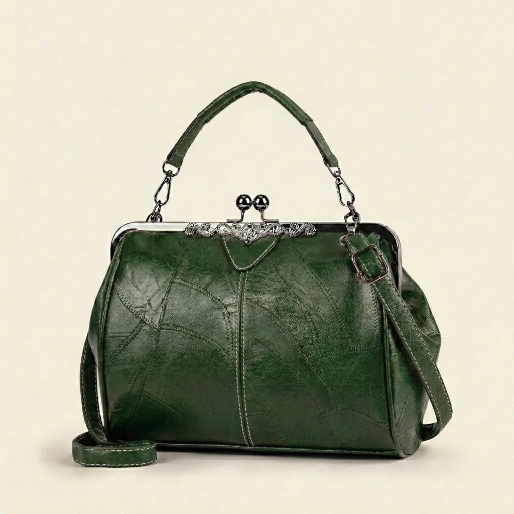 Maisella™ – Vintage Kiss-Lock Leather Crossbody Handbag + 50% OFF - Image 8