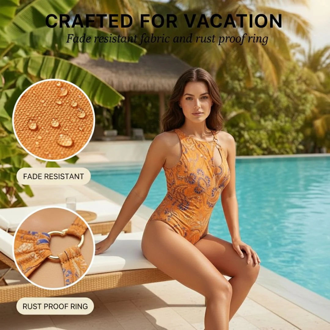 Marée™ – Paisley Asymmetric Cutout Tummy-Control One-Piece Swimsuit + 50% OFF - Image 5