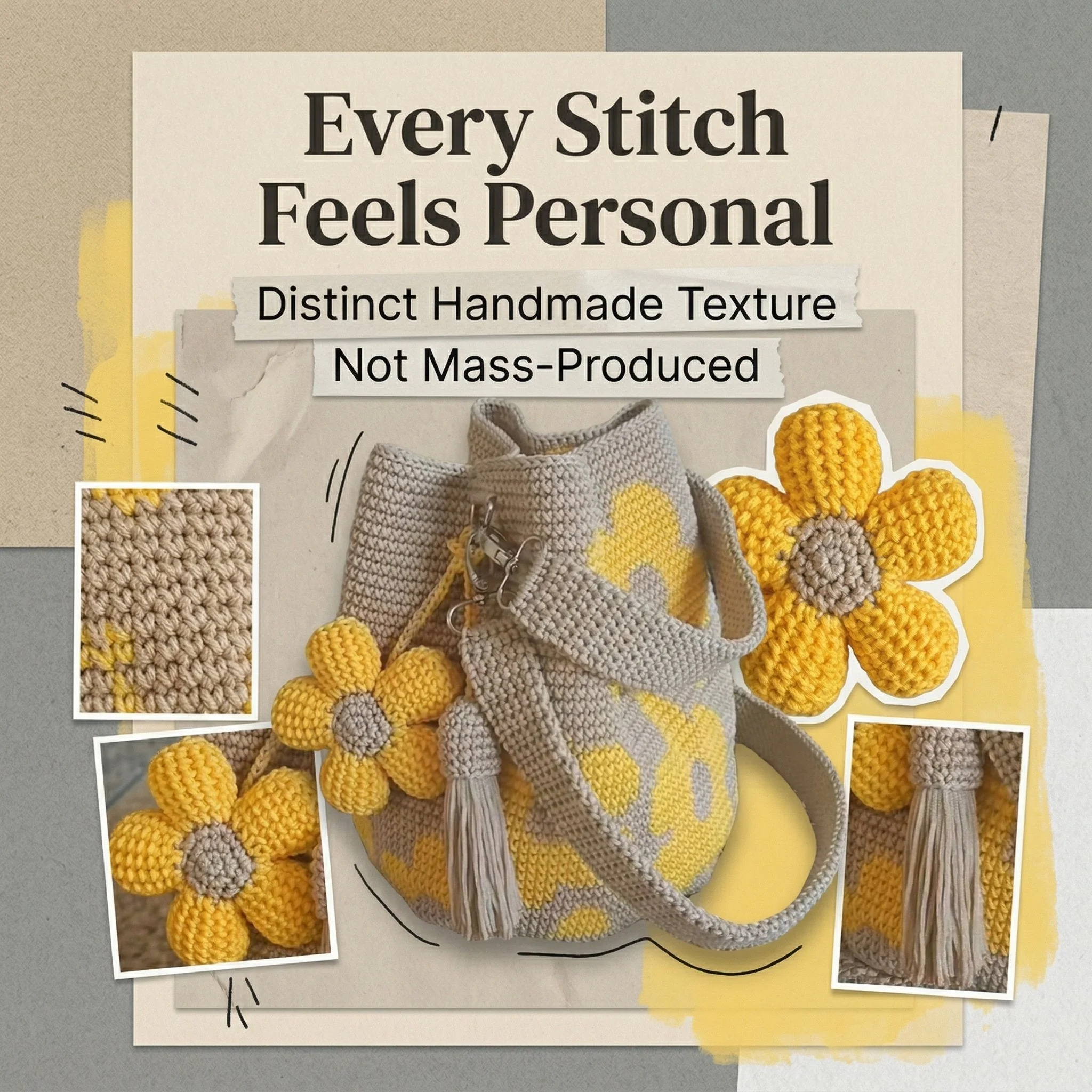Marigold Lane™ – Handmade Crochet Flower Tote with 3D Floral Appliqués & Tassel Charm + 50% OFF - Image 6