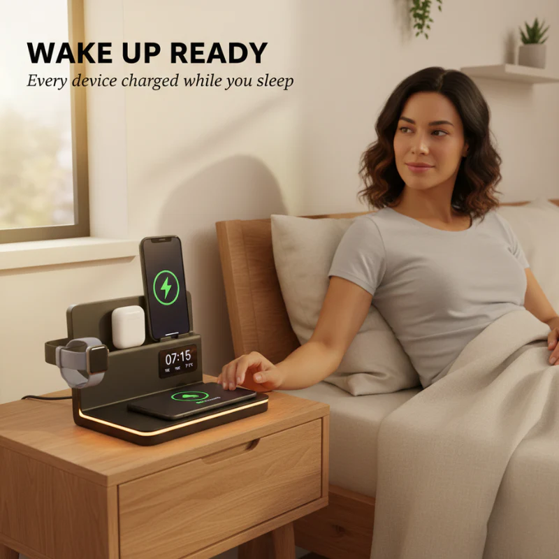 Nexora™ – 7-in-1 Smart Wireless Charging Station with Clock & Night Light + 50% OFF - Image 2