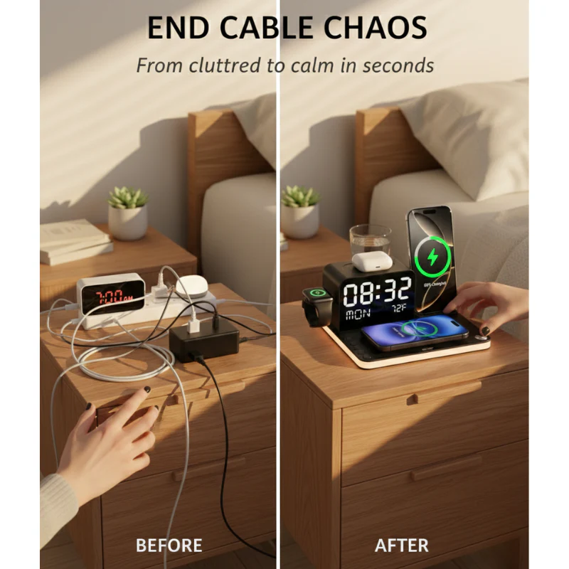 Nexora™ – 7-in-1 Smart Wireless Charging Station with Clock & Night Light + 50% OFF - Image 5