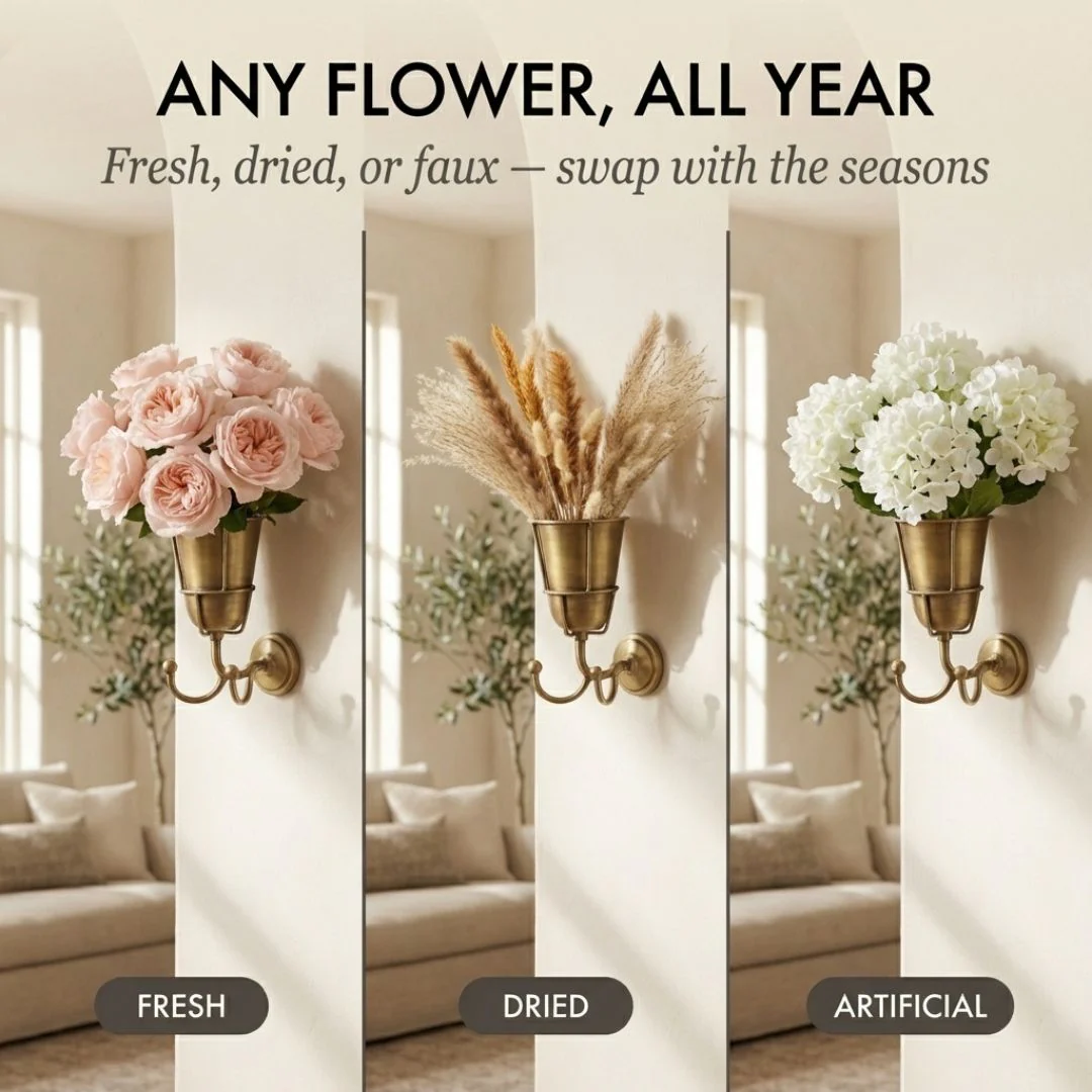 Patina™ – Vintage Brass Wall-Mounted Flower Vase with Hook + 50% OFF - Image 6
