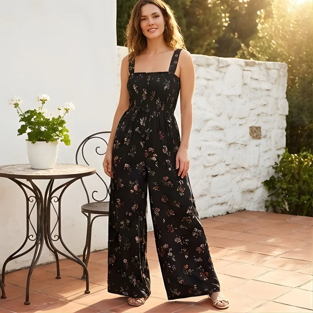 Petalia™ – Smocked Floral Wide-Leg Sleeveless Jumpsuit with Pockets + 50% OFF - Image 8