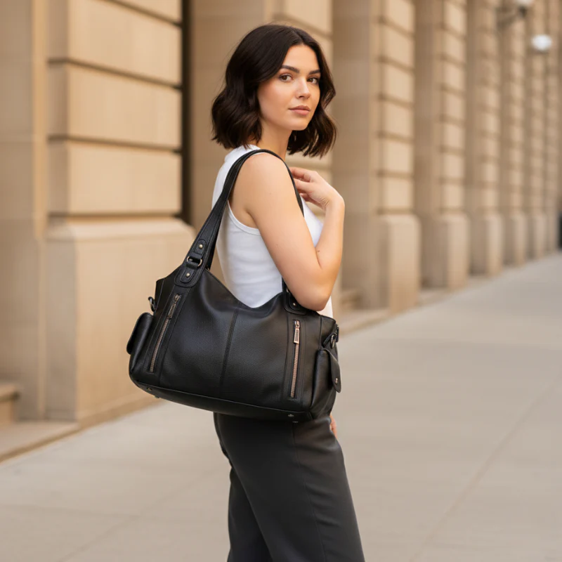 Rivette™ – Soft Vegan Leather Slouchy Shoulder Bag with Laptop Compartment + 50% OFF
