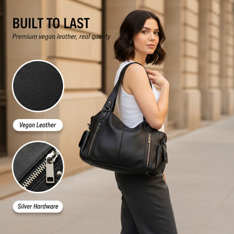 Rivette™ – Soft Vegan Leather Slouchy Shoulder Bag with Laptop Compartment + 50% OFF - Image 3
