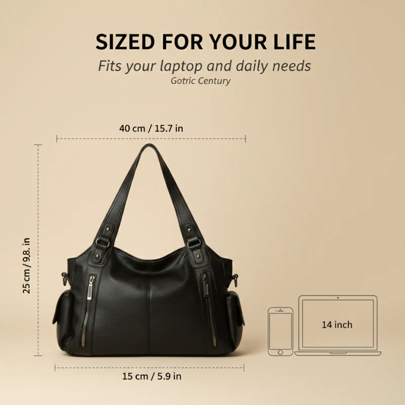 Rivette™ – Soft Vegan Leather Slouchy Shoulder Bag with Laptop Compartment + 50% OFF - Image 4