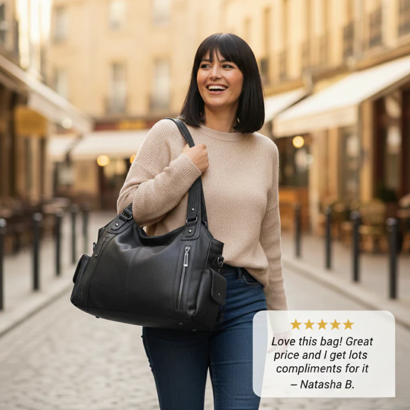 Rivette™ – Soft Vegan Leather Slouchy Shoulder Bag with Laptop Compartment + 50% OFF - Image 5