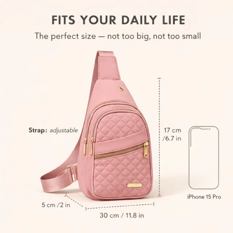 Roamwell™ – Quilted Crossbody Sling Bag for Women | Waterproof, Multi-Pocket, Adjustable Strap + 50% OFFF - Image 6