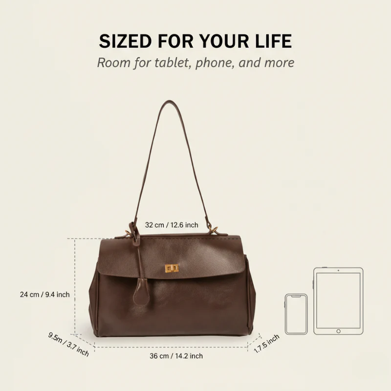 Sable™ – Vintage-Inspired Vegan Leather Shoulder Bag with Gold Turn-Lock & Detachable Charm + 50% OFF - Image 4
