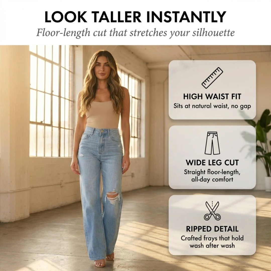 Selvedge™ – High-Waist Wide-Leg Distressed Jeans for Women + 50% OFF - Image 4