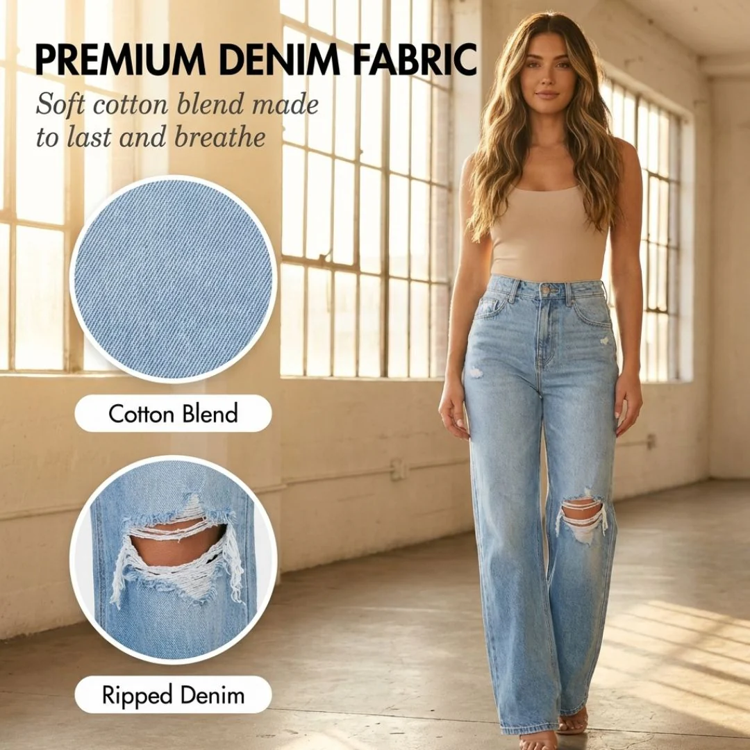 Selvedge™ – High-Waist Wide-Leg Distressed Jeans for Women + 50% OFF - Image 5