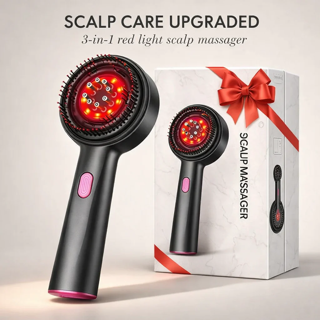 Sérica™ – 3-in-1 Red Light Scalp Massager & Oil Applicator Comb + 50% OFF