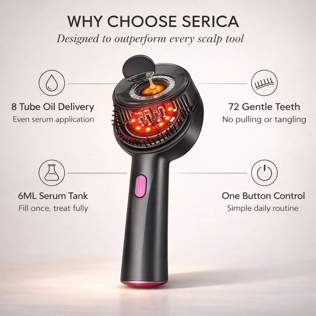 Sérica™ – 3-in-1 Red Light Scalp Massager & Oil Applicator Comb + 50% OFF - Image 3