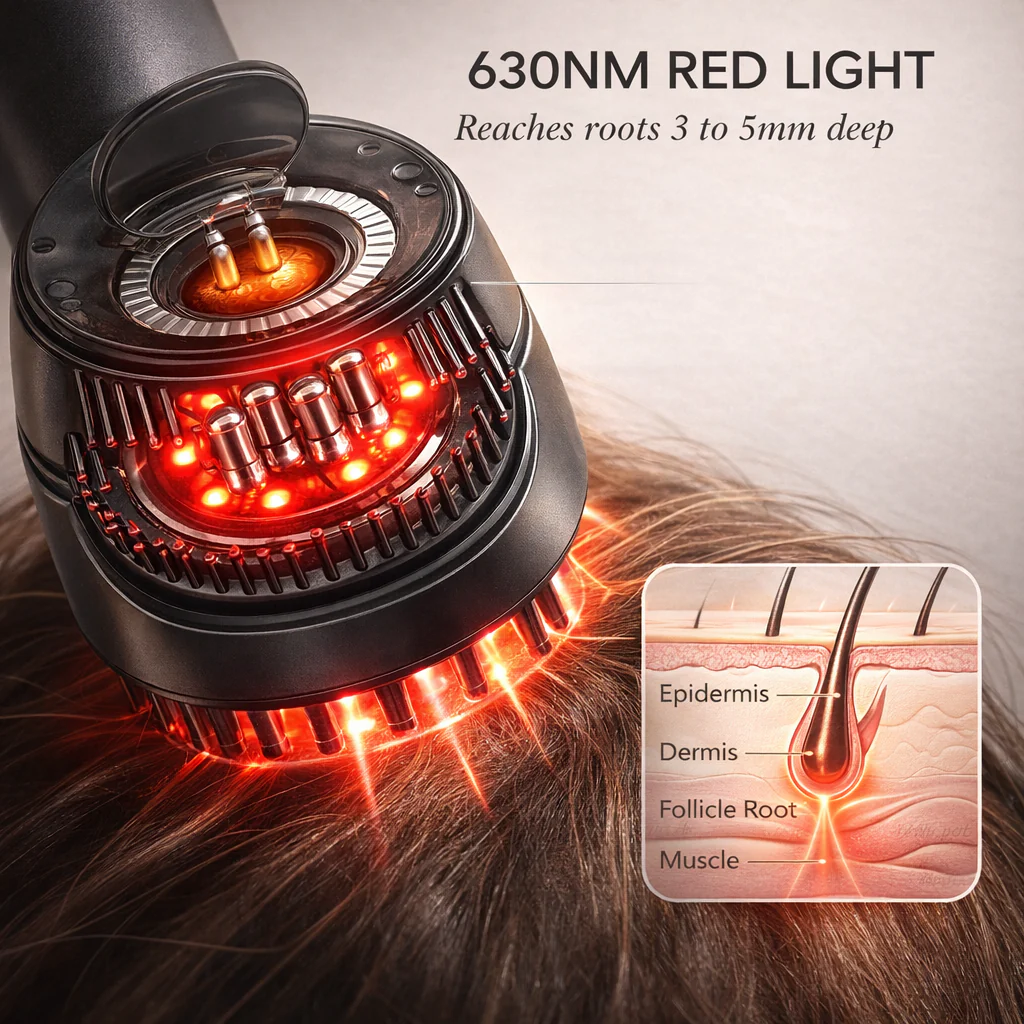 Sérica™ – 3-in-1 Red Light Scalp Massager & Oil Applicator Comb + 50% OFF - Image 4
