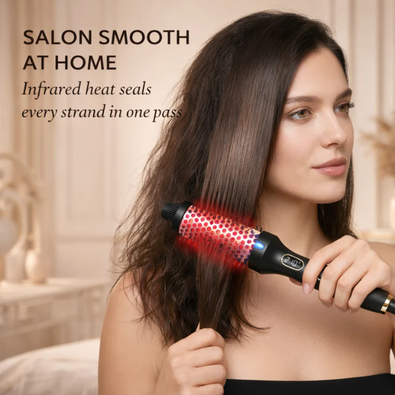 Silkara™ – 2-in-1 Infrared Heated Styling Brush | Straightens, Curls & Adds Volume + 50% OFF