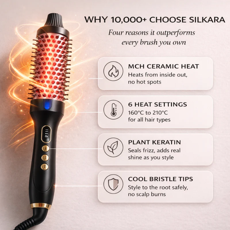 Silkara™ – 2-in-1 Infrared Heated Styling Brush | Straightens, Curls & Adds Volume + 50% OFF - Image 3