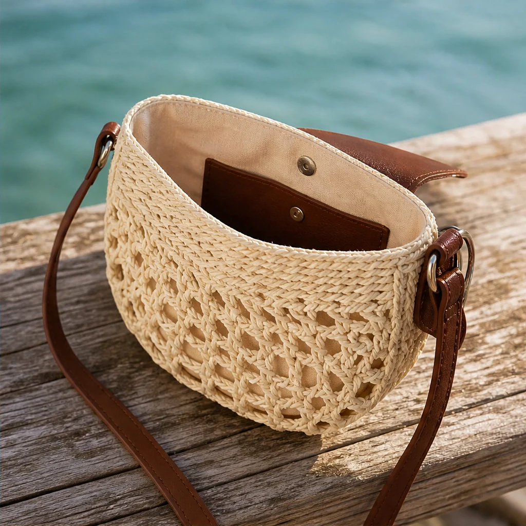 Sirocco™ – Hand-Woven Boho Crossbody Bag with Adjustable Leather Strap + 50 % OFF - Image 3