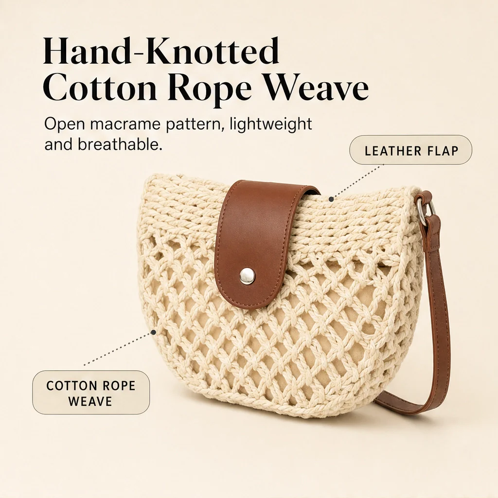 Sirocco™ – Hand-Woven Boho Crossbody Bag with Adjustable Leather Strap + 50 % OFF - Image 9