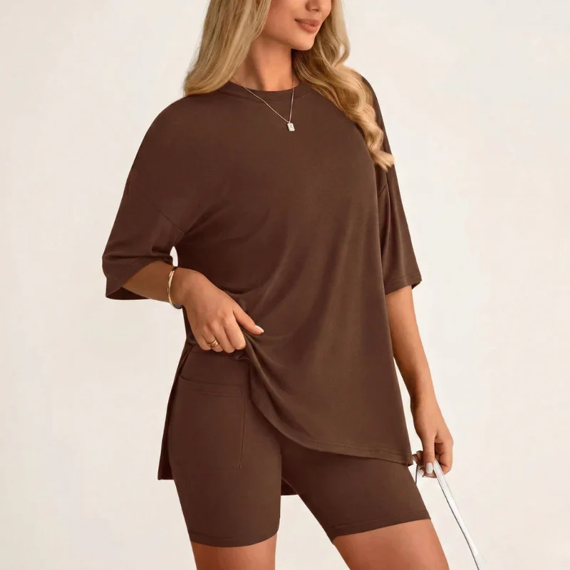 Softwell™ – Oversized Top & Biker Shorts 2-Piece Lounge Set + 50% OFF