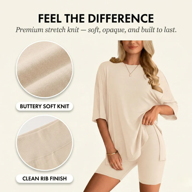 Softwell™ – Oversized Top & Biker Shorts 2-Piece Lounge Set + 50% OFF - Image 5