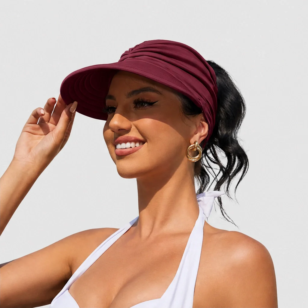 Solene™ – UPF 50+ Wide-Brim Scarf-Wrap Ponytail Sun Visor + 50% OFF - Image 13