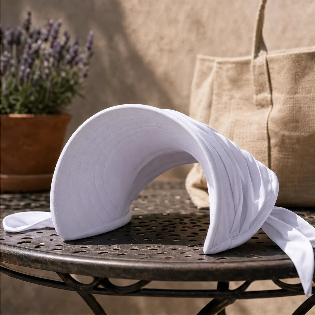 Solene™ – UPF 50+ Wide-Brim Scarf-Wrap Ponytail Sun Visor + 50% OFF - Image 3