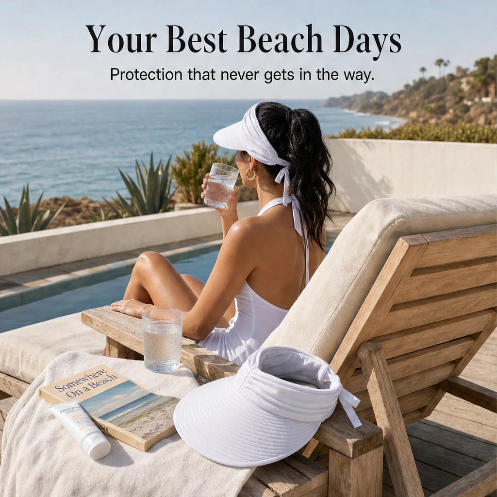Solene™ – UPF 50+ Wide-Brim Scarf-Wrap Ponytail Sun Visor + 50% OFF - Image 4