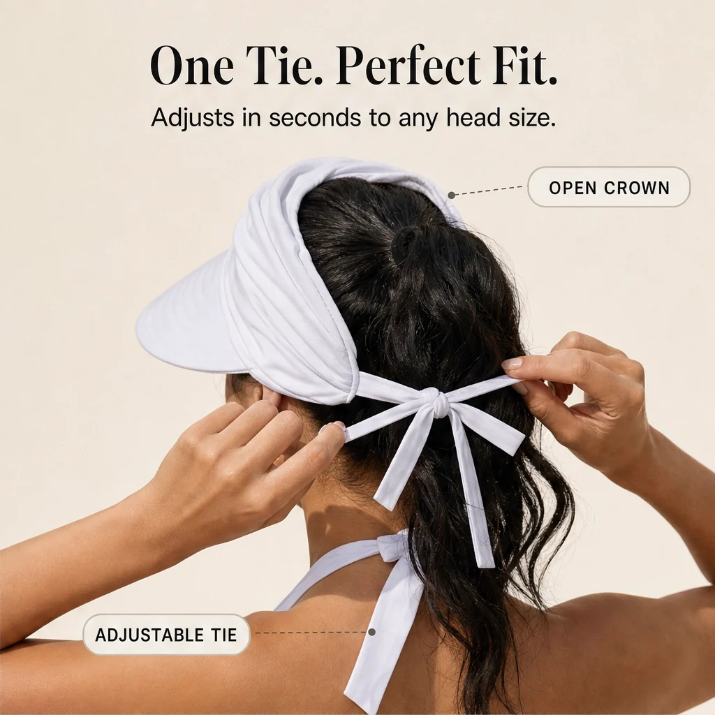 Solene™ – UPF 50+ Wide-Brim Scarf-Wrap Ponytail Sun Visor + 50% OFF - Image 7