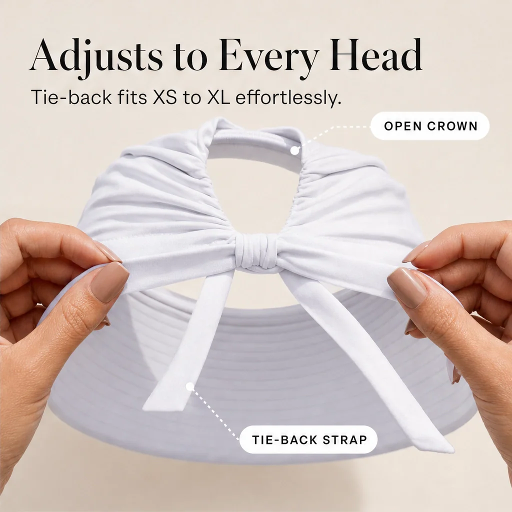 Solene™ – UPF 50+ Wide-Brim Scarf-Wrap Ponytail Sun Visor + 50% OFF - Image 8