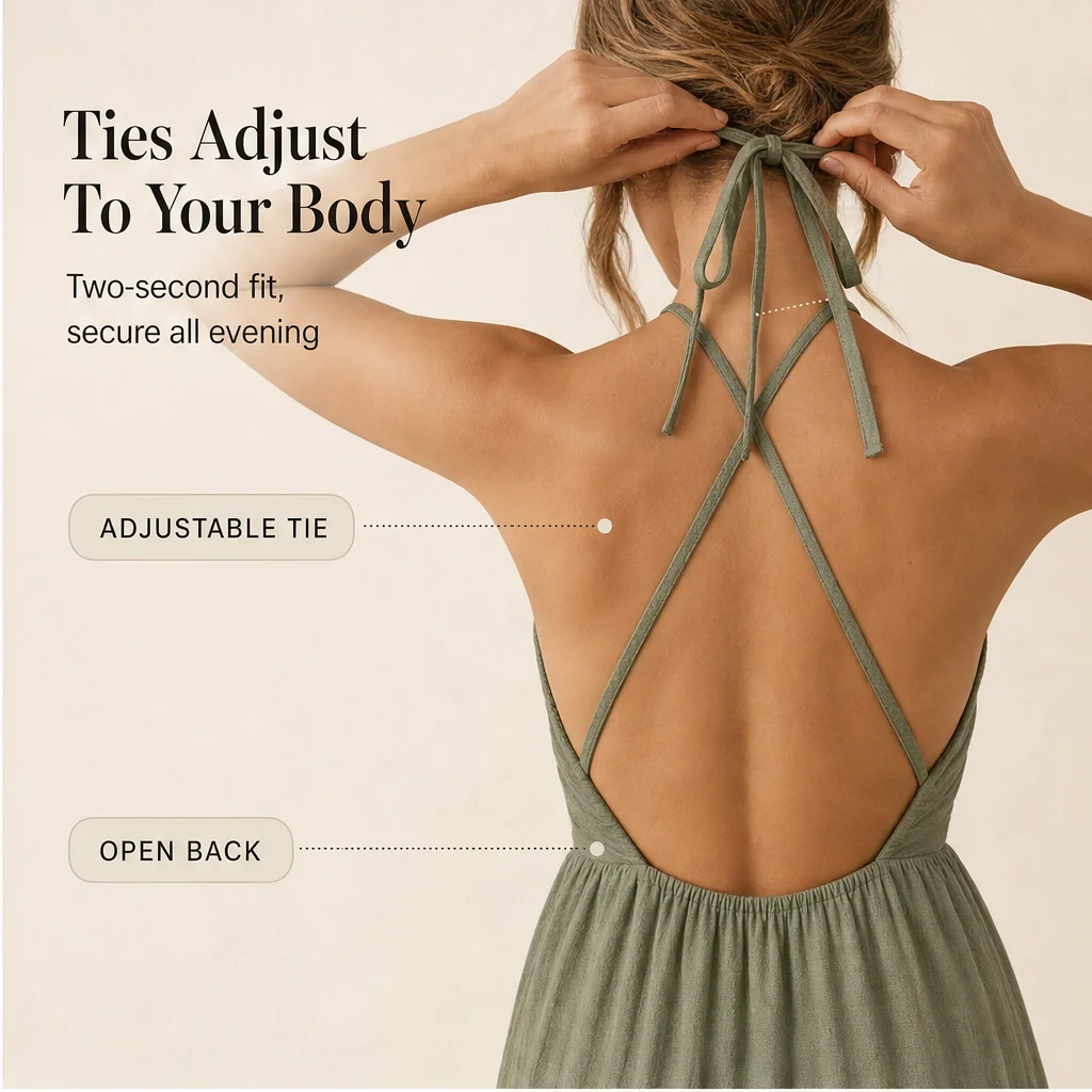 Sundara™ – Flowing Halter Backless Tiered Resort Maxi Dress + 50% OFF - Image 10