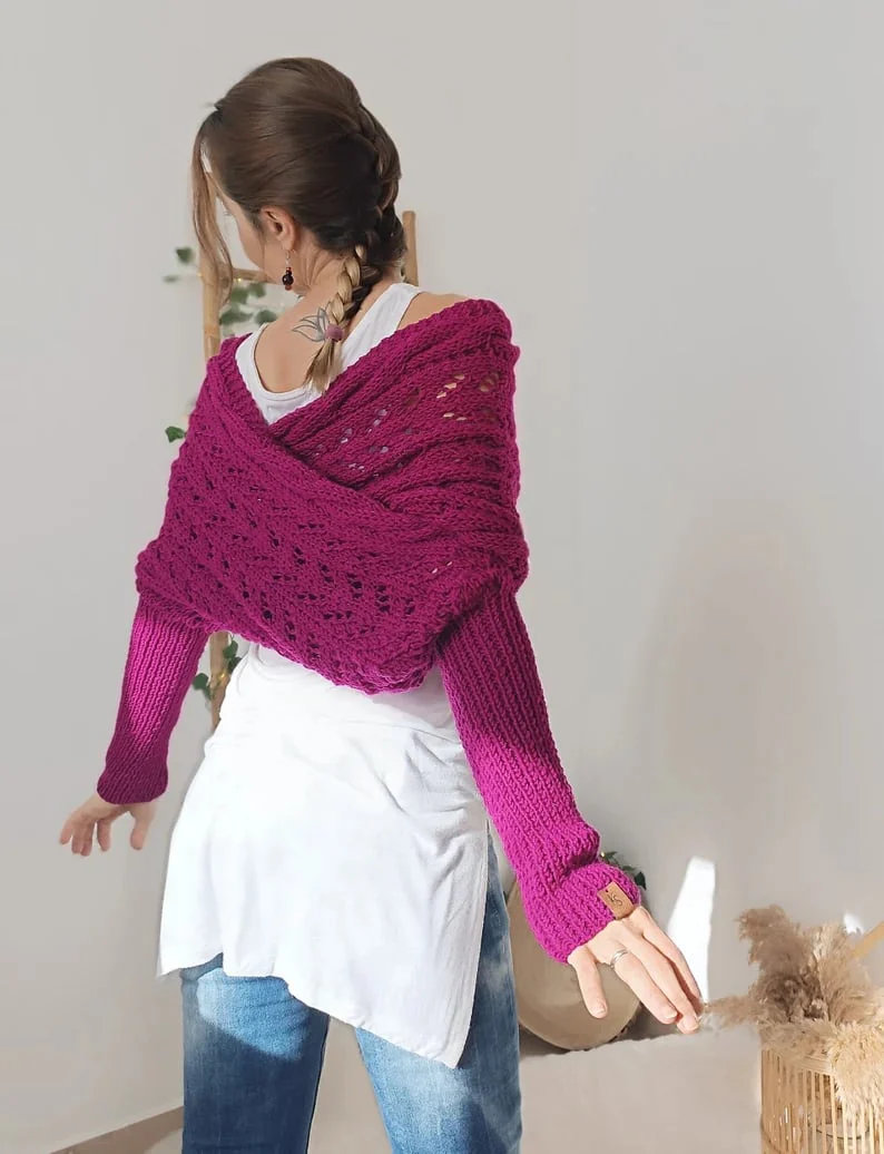 The AuraKnit Cable Wrap – Versatile Knitted Shrug for Women + 50% OFF - Image 11
