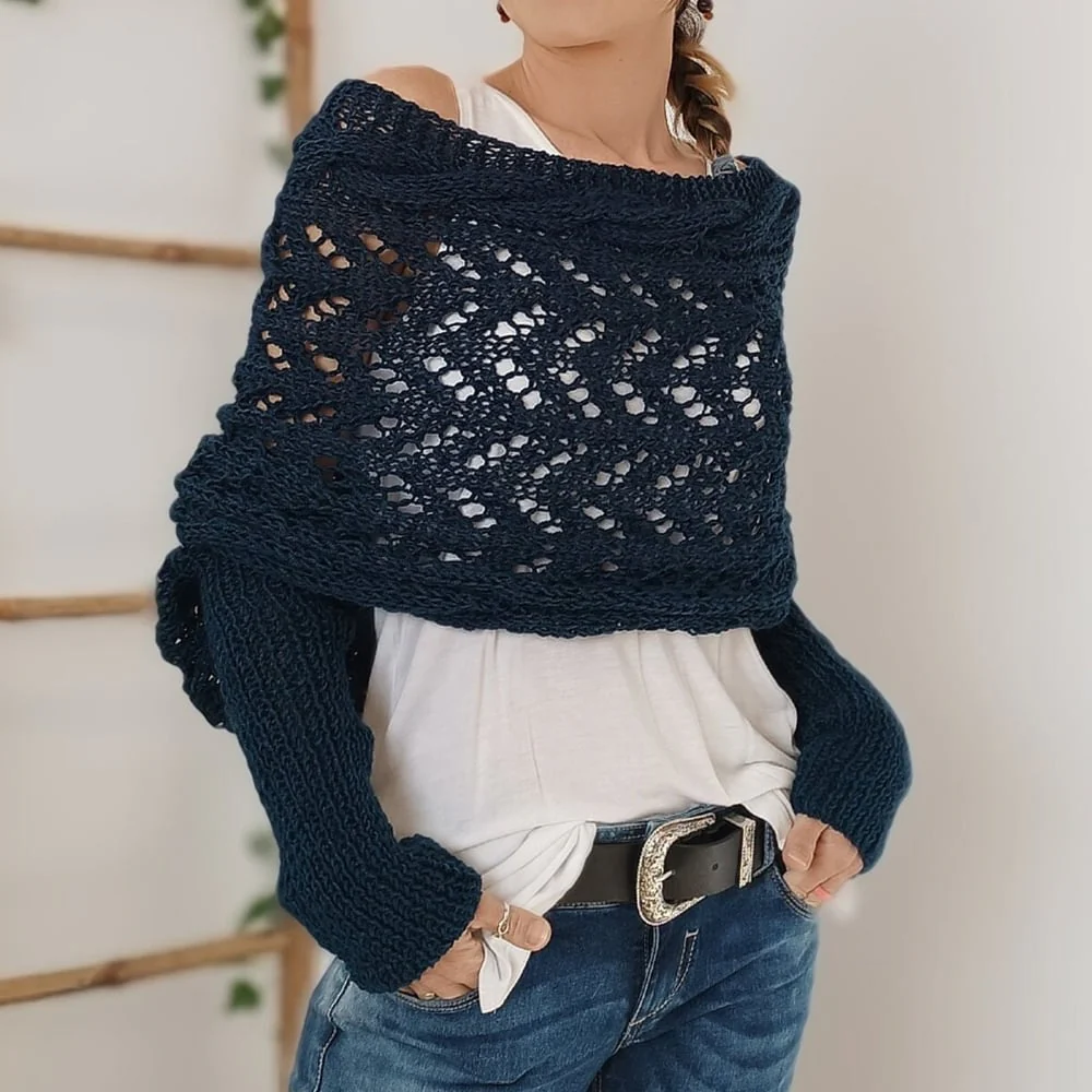 The AuraKnit Cable Wrap – Versatile Knitted Shrug for Women + 50% OFF - Image 14