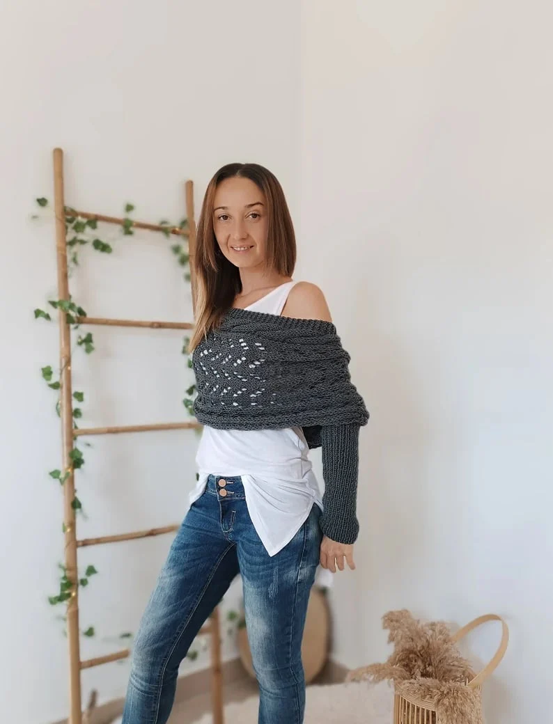 The AuraKnit Cable Wrap – Versatile Knitted Shrug for Women + 50% OFF - Image 8