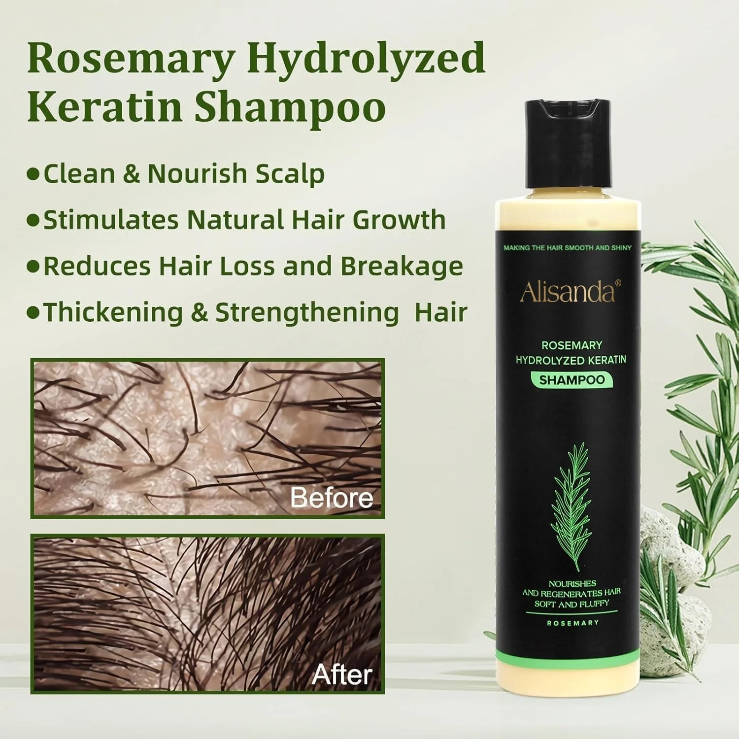 The AuraRoot Rosemary Shampoo - Organic Hair Growth, Hydrolyzed Keratin, and Thickening Formula +  50% OFF - Image 7