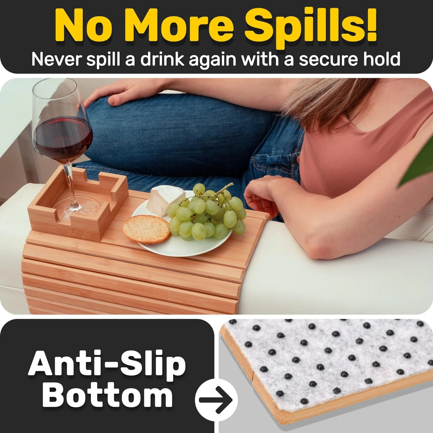 The CouchCaddy Bamboo Armrest - Your Sofa's Best Friend, Zero Spills + 50% OFF - Image 2