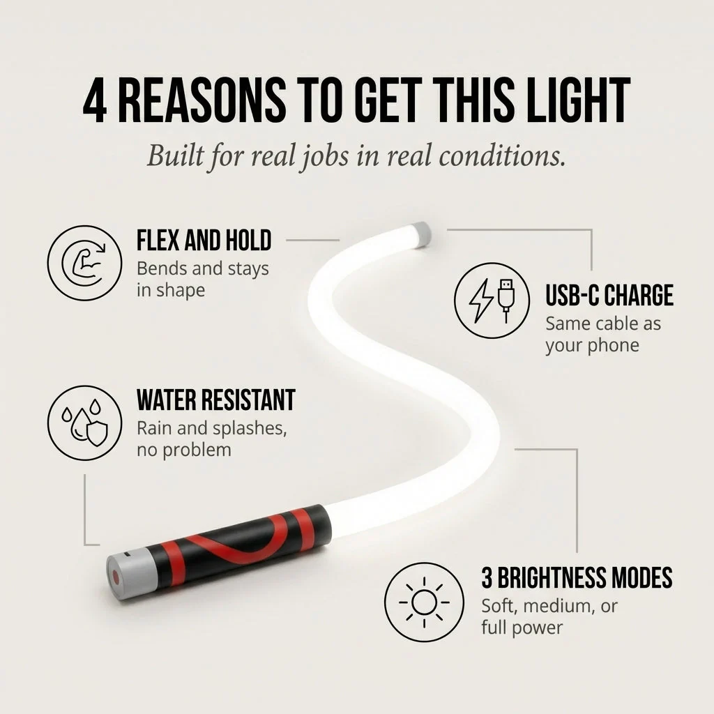 Torchwell™ – Flexible Silicone LED Light, USB-C Rechargeable, Waterproof, 3 Brightness Modes + 50% OFF - Image 4
