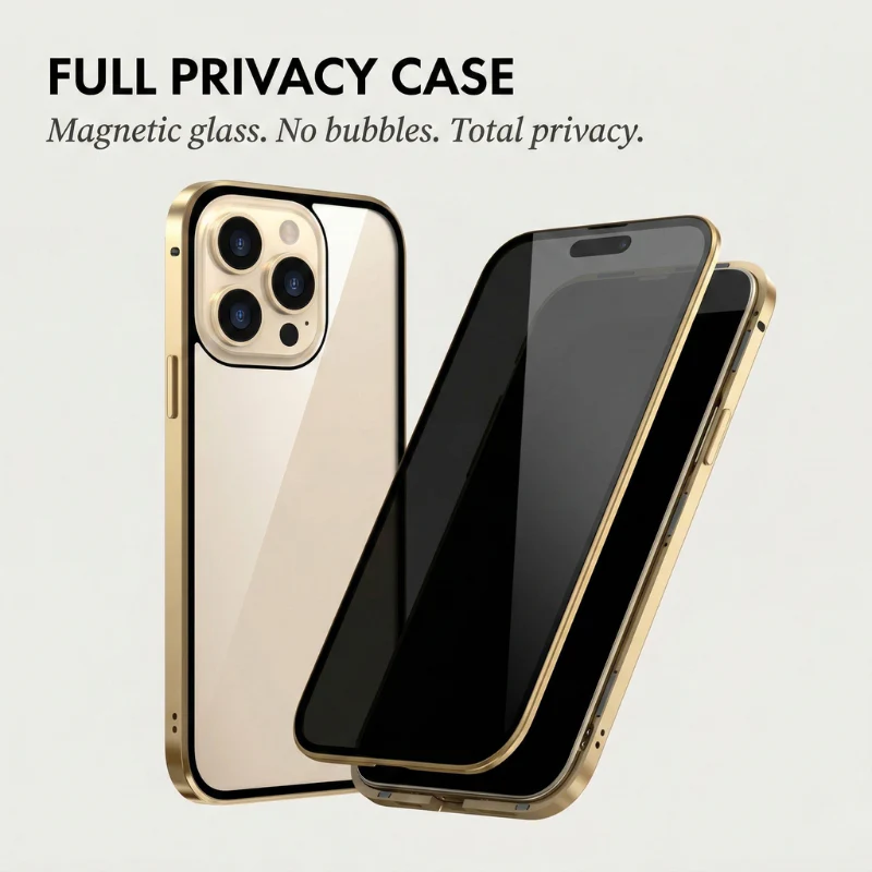Veilframe™ – Magnetic Privacy Glass iPhone Case with Metal Frame + 50% OFF