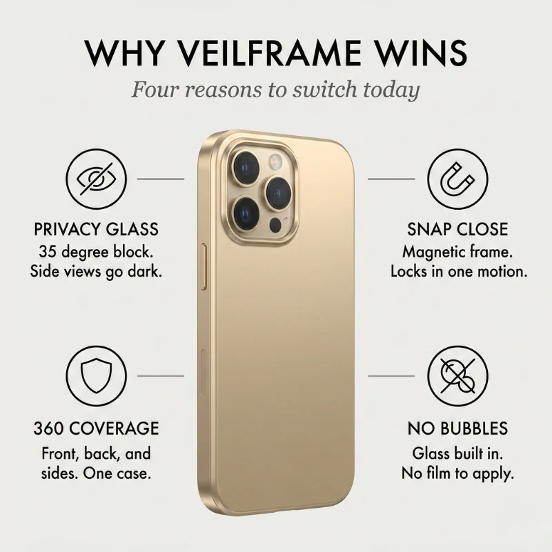 Veilframe™ – Magnetic Privacy Glass iPhone Case with Metal Frame + 50% OFF - Image 4
