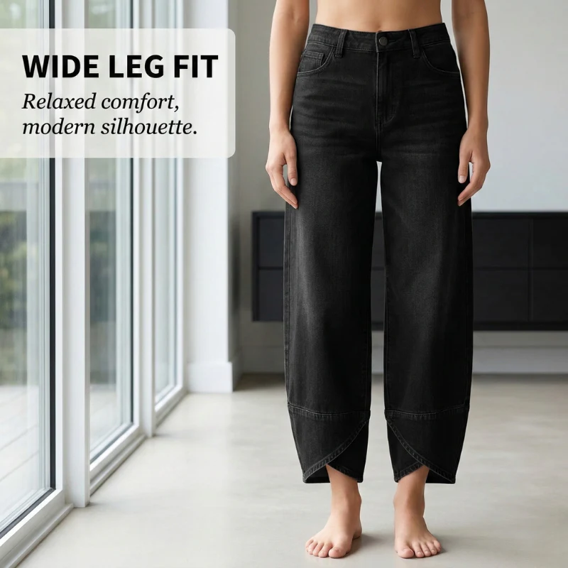 Veldra™ – Asymmetric Hem Wide-Leg Denim Jeans + 50% OFF - Image 3