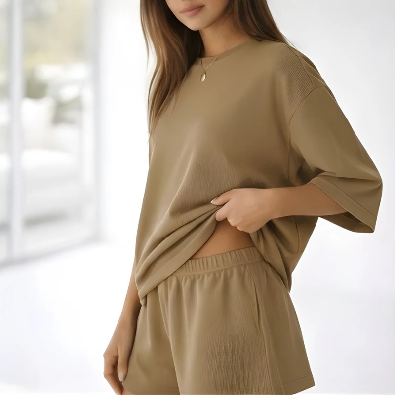 Veluna™ – Soft Oversized 3/4 Sleeve Top & Elastic Waist Shorts Lounge Set + 50% OFF - Image 10