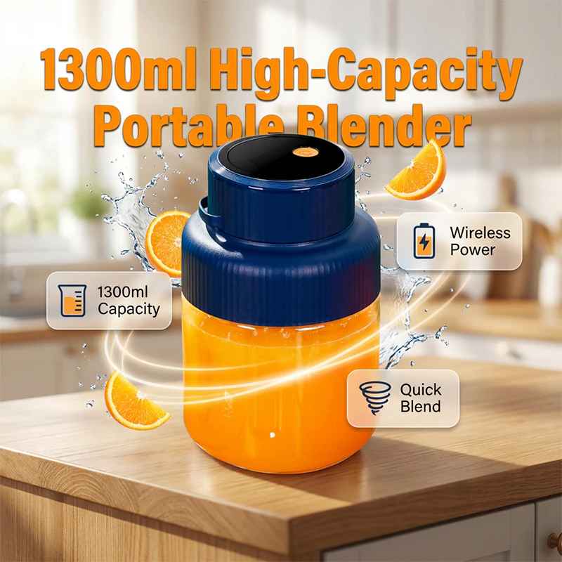 Vivara™ – 1300ml Cordless Portable Blender with Ice-Crushing Motor & One-Button Operation + 50% OFF