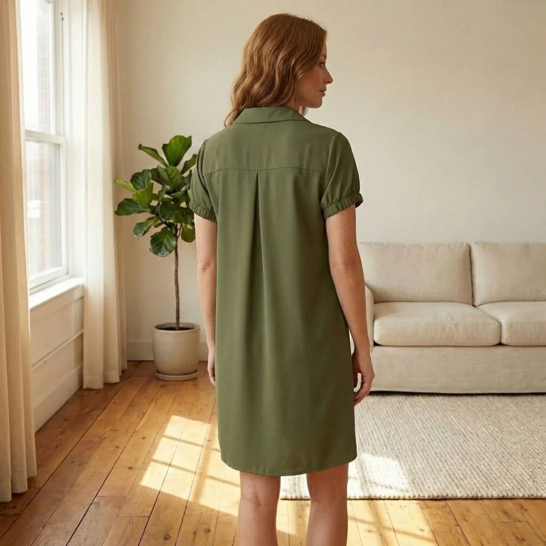 Willowbrook™ – Collared V-Neck Shirt Dress with Pockets, Ruched Sleeves, Lightweight Summer Dress for Women + 50% OFF - Image 3