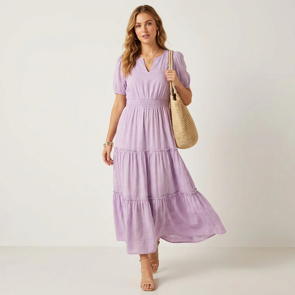 Corsana™ – Tiered Ruffle Lined Maxi Dress with Pockets + 50% OFF