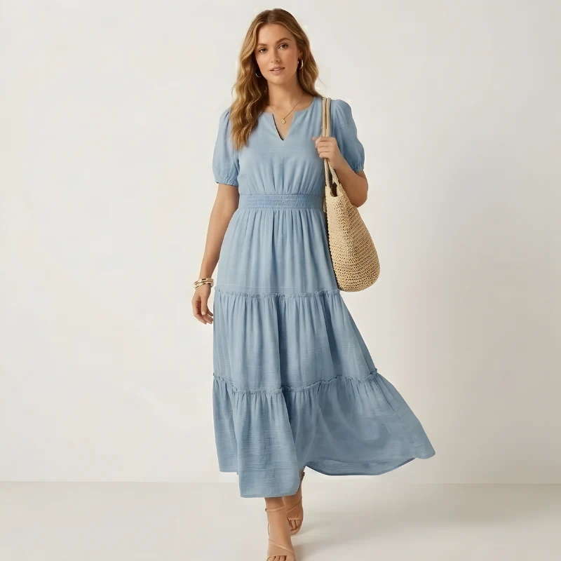 Corsana™ – Tiered Ruffle Lined Maxi Dress with Pockets + 50% OFF - Image 9